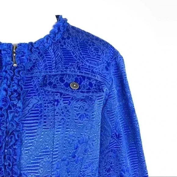 Ruby Rd blazer sz 8 Royal blue embroidered floral - Picture 2 of 9